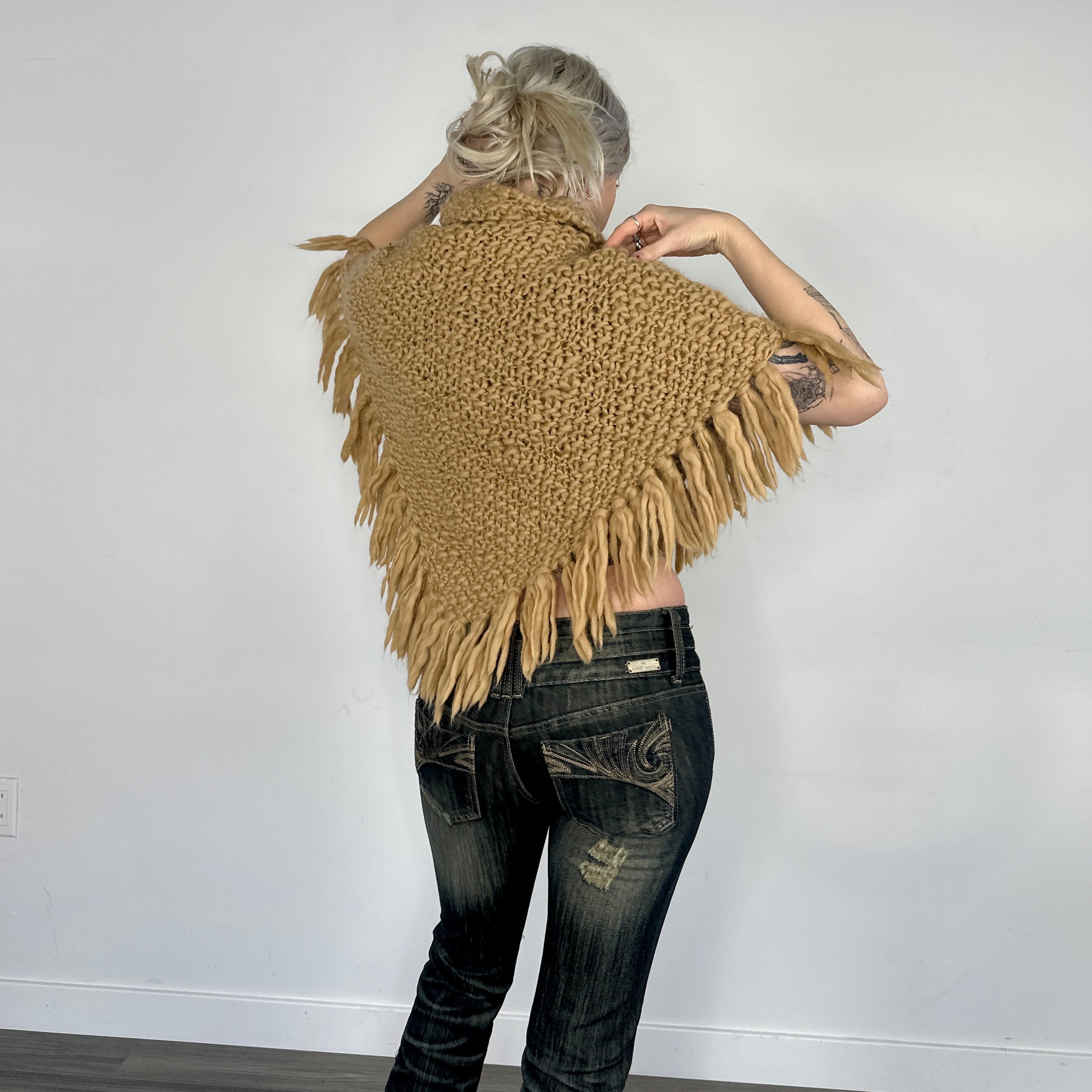 Early 2000s Chunky Knit Wool Shawl