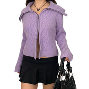 Lilac Wool Double Zip Sweater (L)