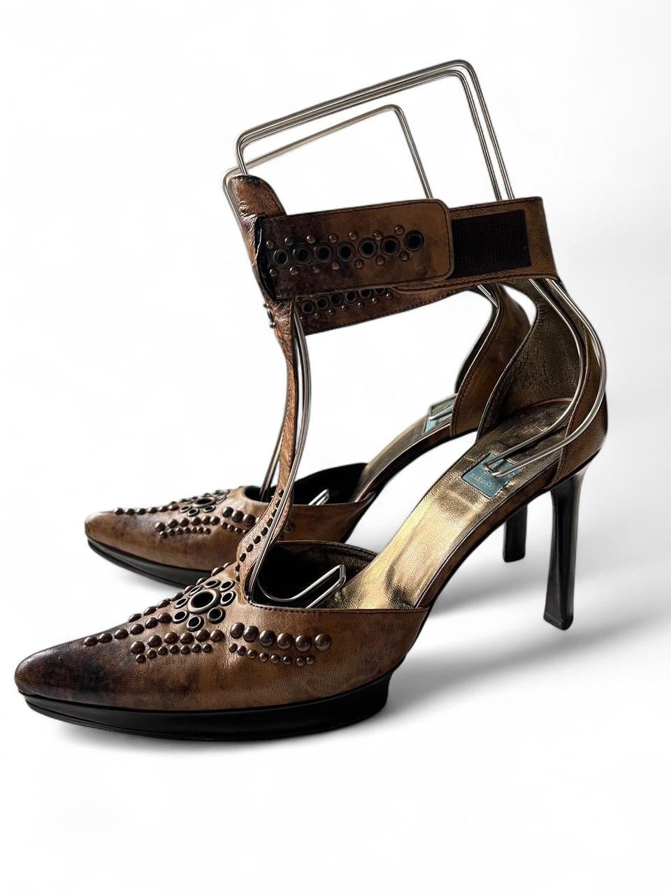 Vintage Y2K Italian Leather Heels (7.5)