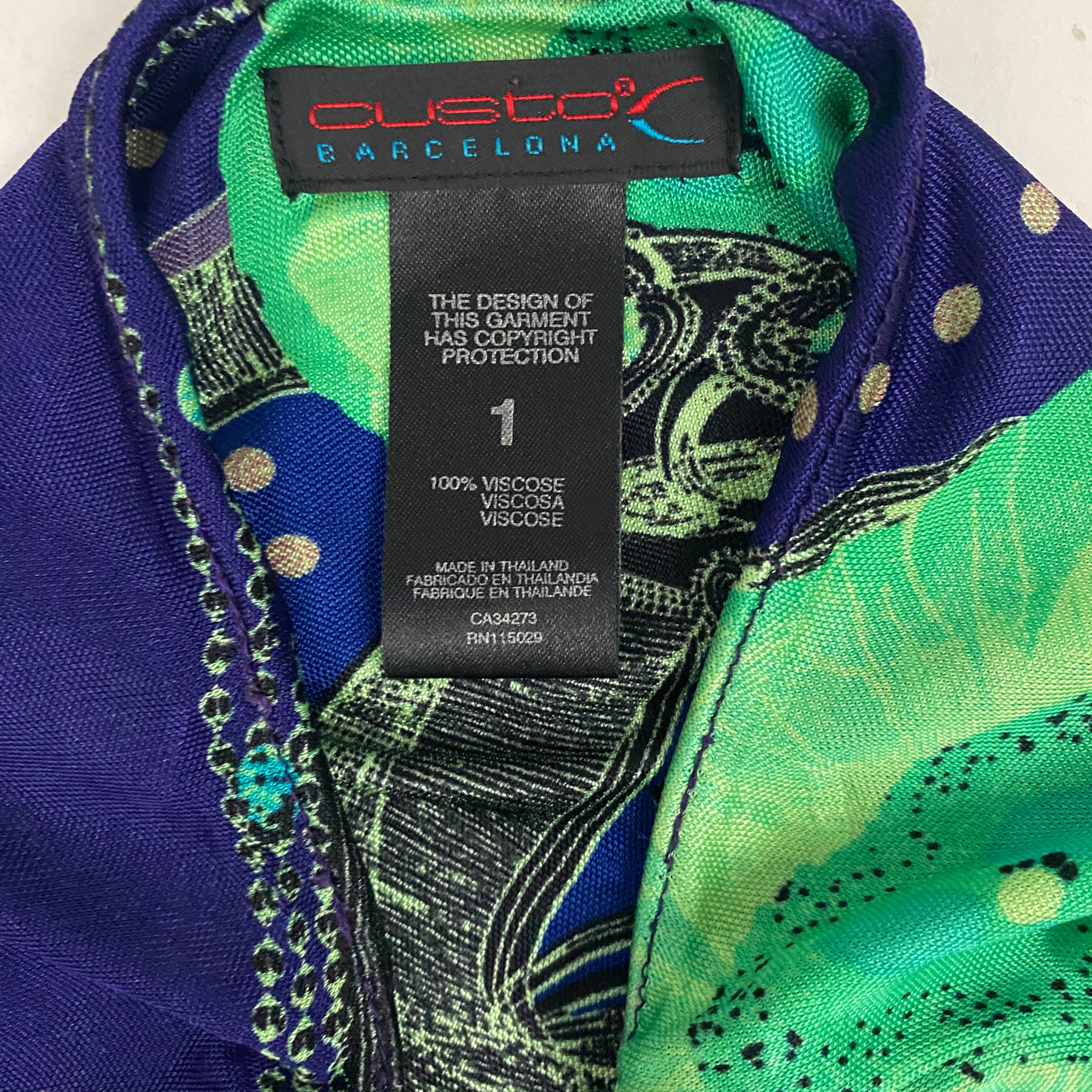 Custo Barcelona Electric Surrealist Print Mesh Dress (S)