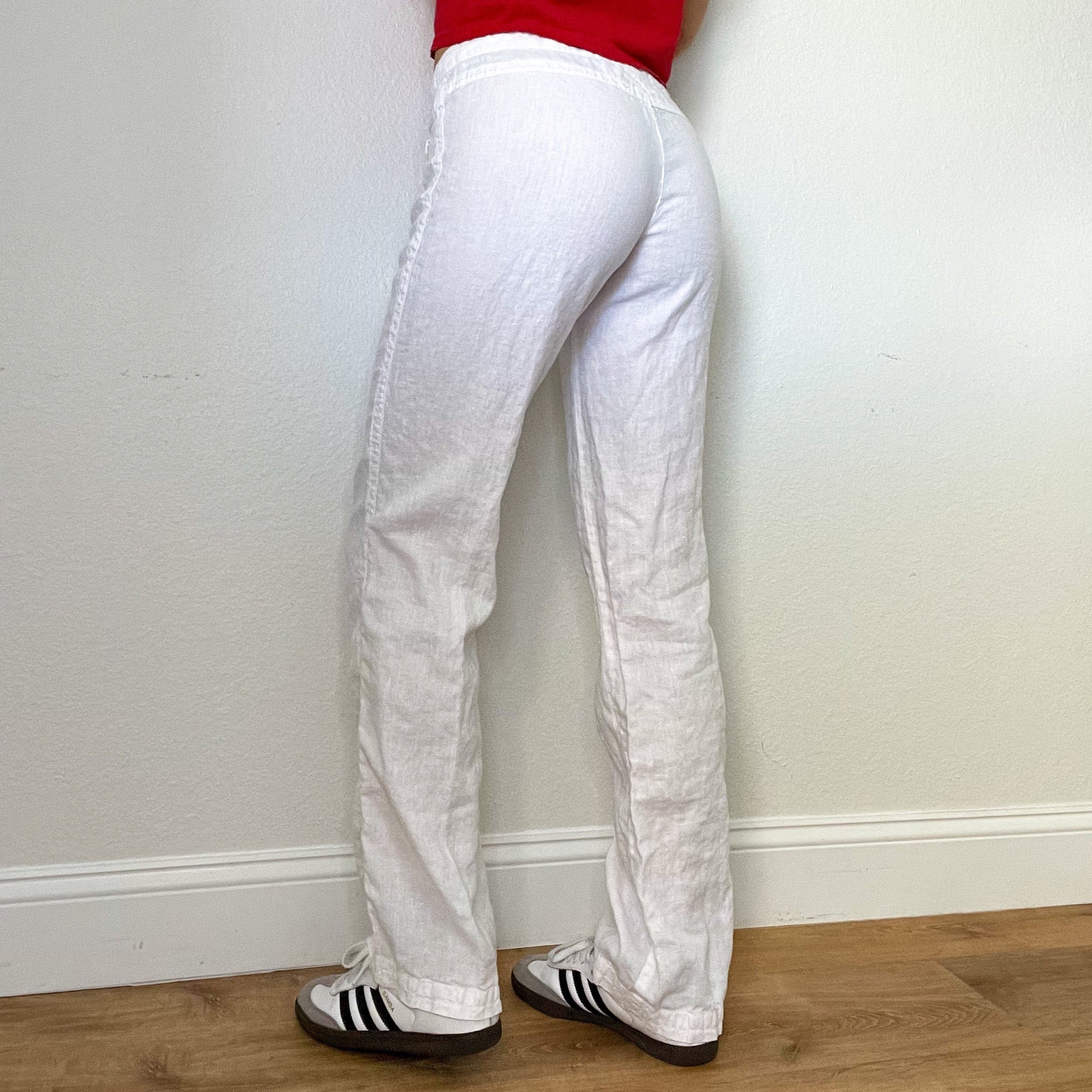 Guess White Low Rise Linen Pants (S)