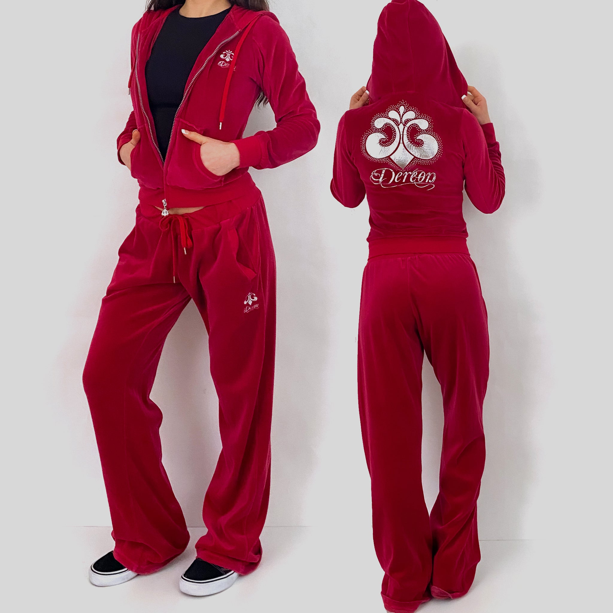 Dereon Red Velour Tracksuit - Medium
