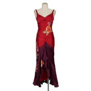 Sue Wong Silk Beaded Floral Ombre Evening Gown (S)