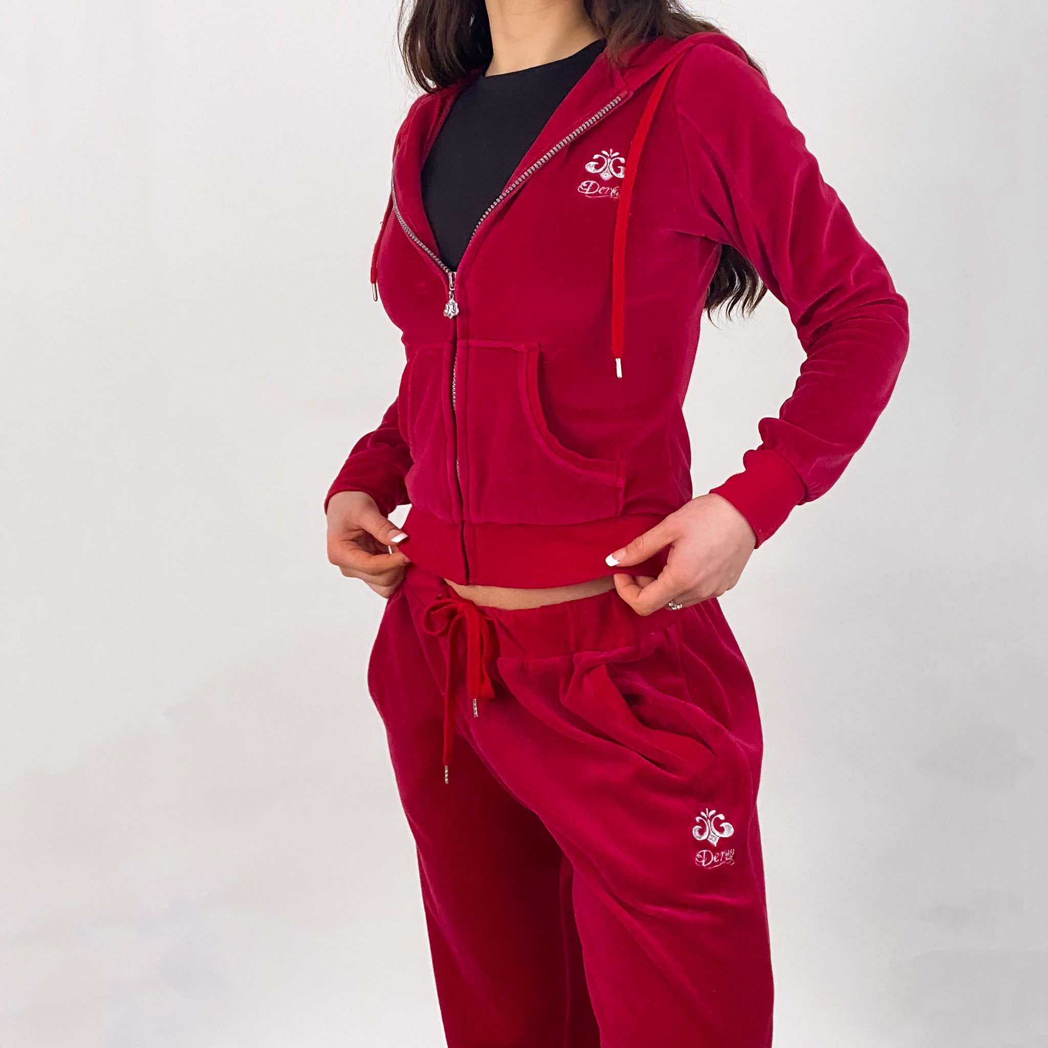 Dereon Red Velour Tracksuit - Medium