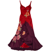 Sue Wong Silk Beaded Floral Ombre Evening Gown (S)