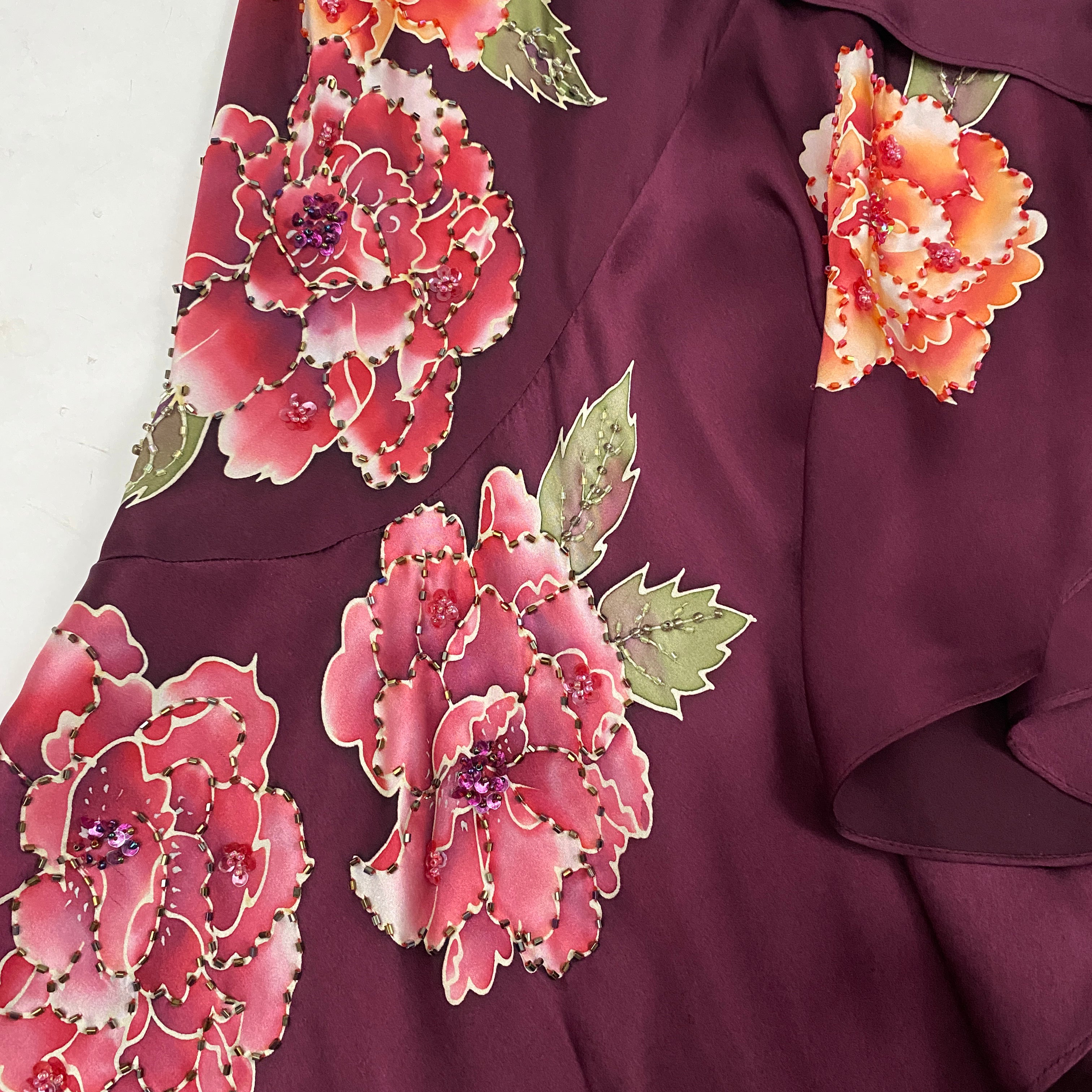 Sue Wong Silk Beaded Floral Ombre Evening Gown (S)