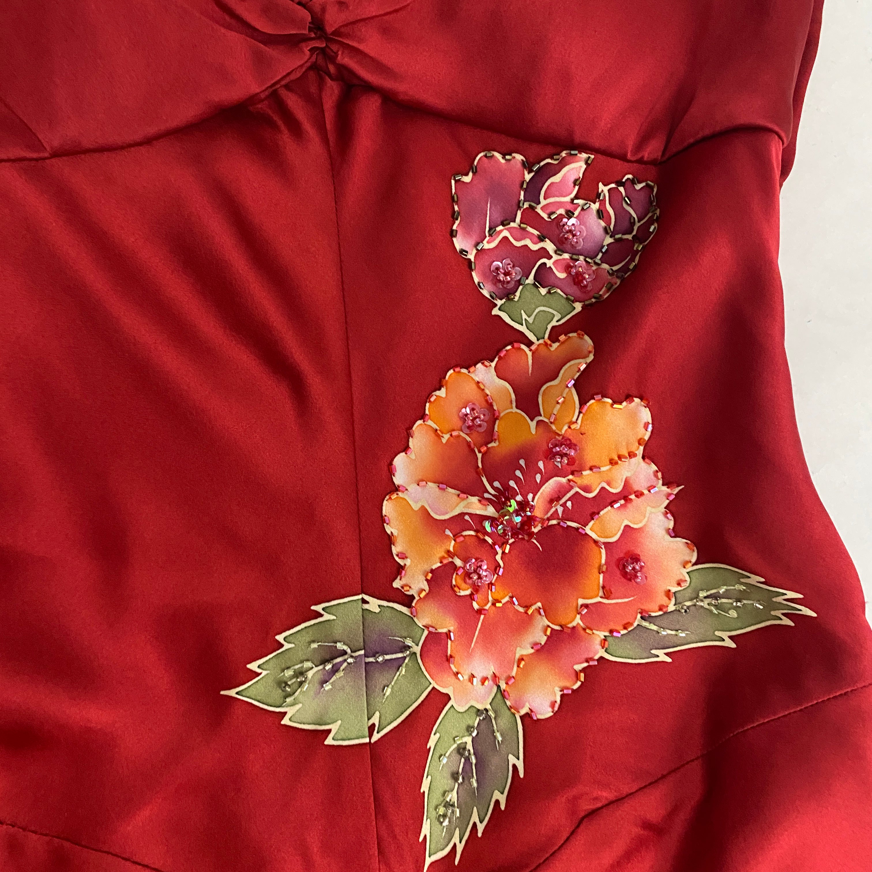 Sue Wong Silk Beaded Floral Ombre Evening Gown (S)