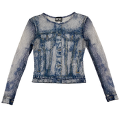 Diesel Denim Illusion T-Clauvet Lace Mesh Top (XS)