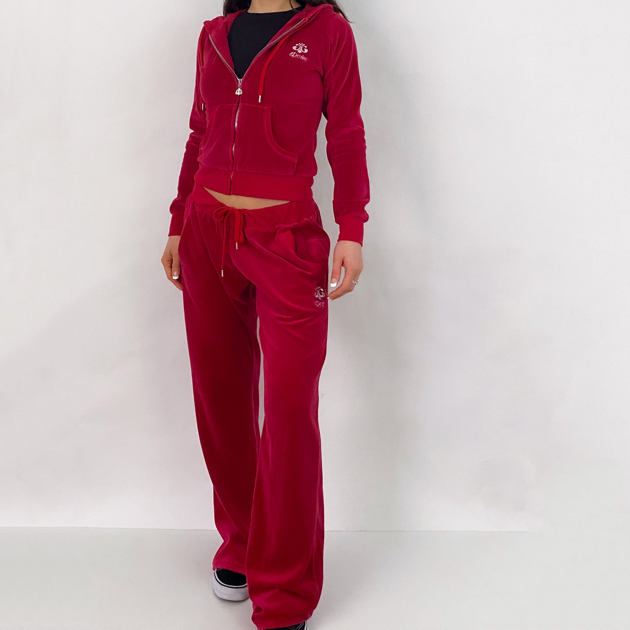 Dereon Red Velour Tracksuit - Medium