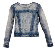 Diesel Denim Illusion T-Clauvet Lace Mesh Top (XS)