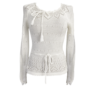 Vintage Heart White Knit Sweater (XS/S)