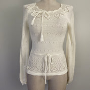 Vintage Heart White Knit Sweater (XS/S)