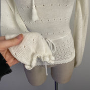 Vintage Heart White Knit Sweater (XS/S)