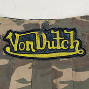 Von Dutch Denim & Camo Pleated Mini Skirt (XS)