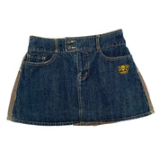 Von Dutch Denim & Camo Pleated Mini Skirt (XS)