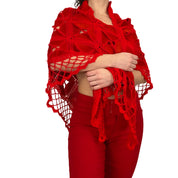 Red Leather and Crochet Shawl