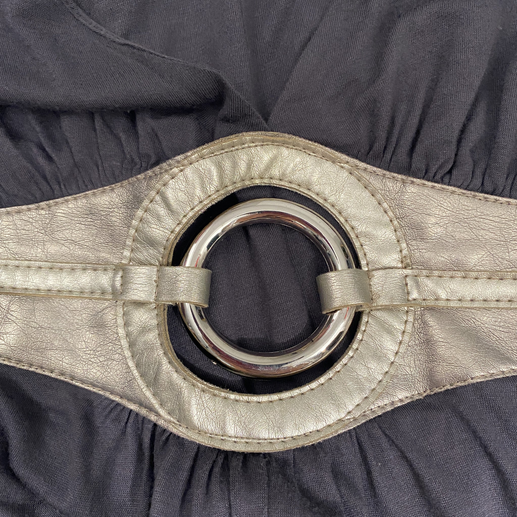 2000s Halter Midi Dress with Metallic O-Ring (M)