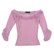 Betsey Johnson Vintage Ruffle Mesh Top  (XS/S)