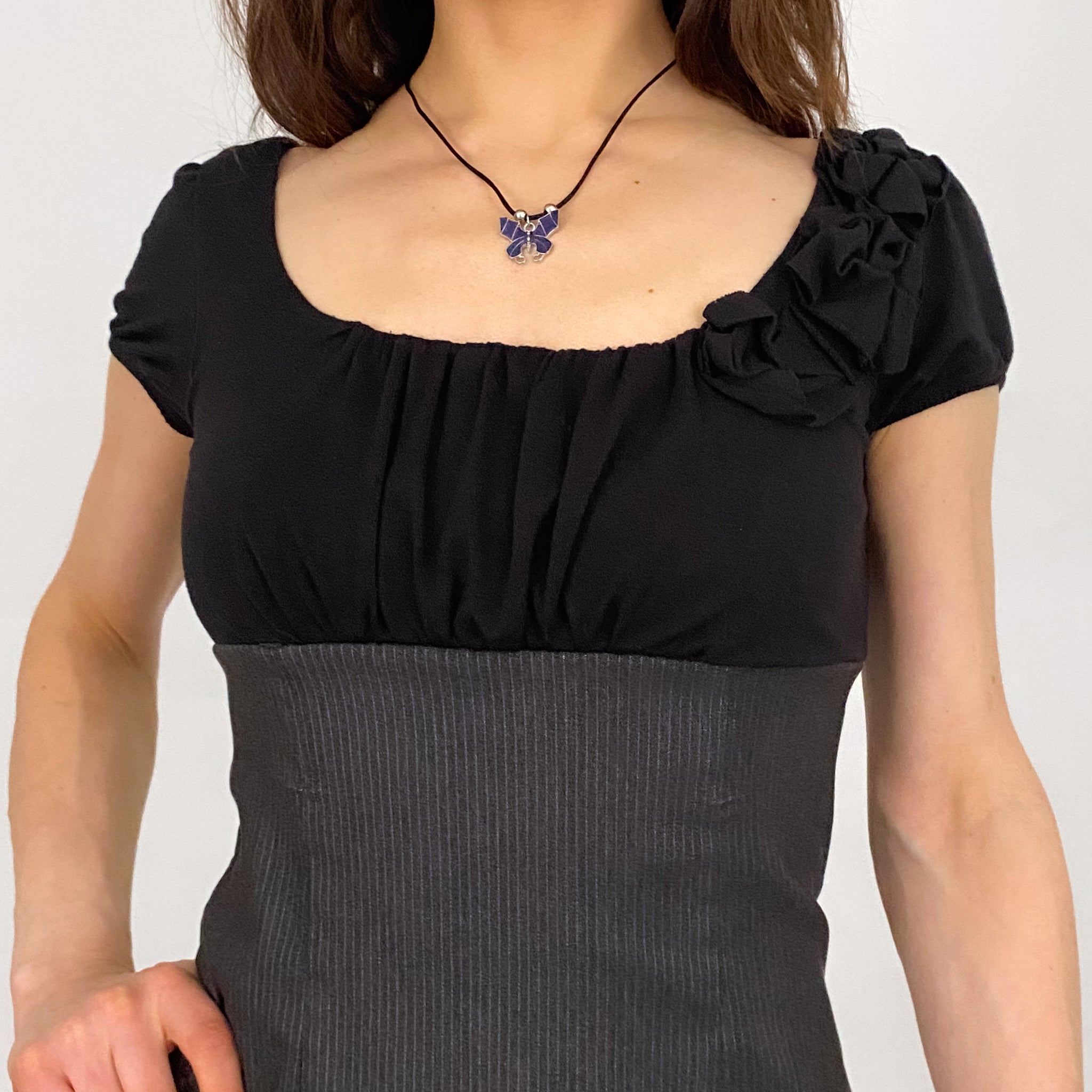 Y2K Pinstripe Mini Dress - Small