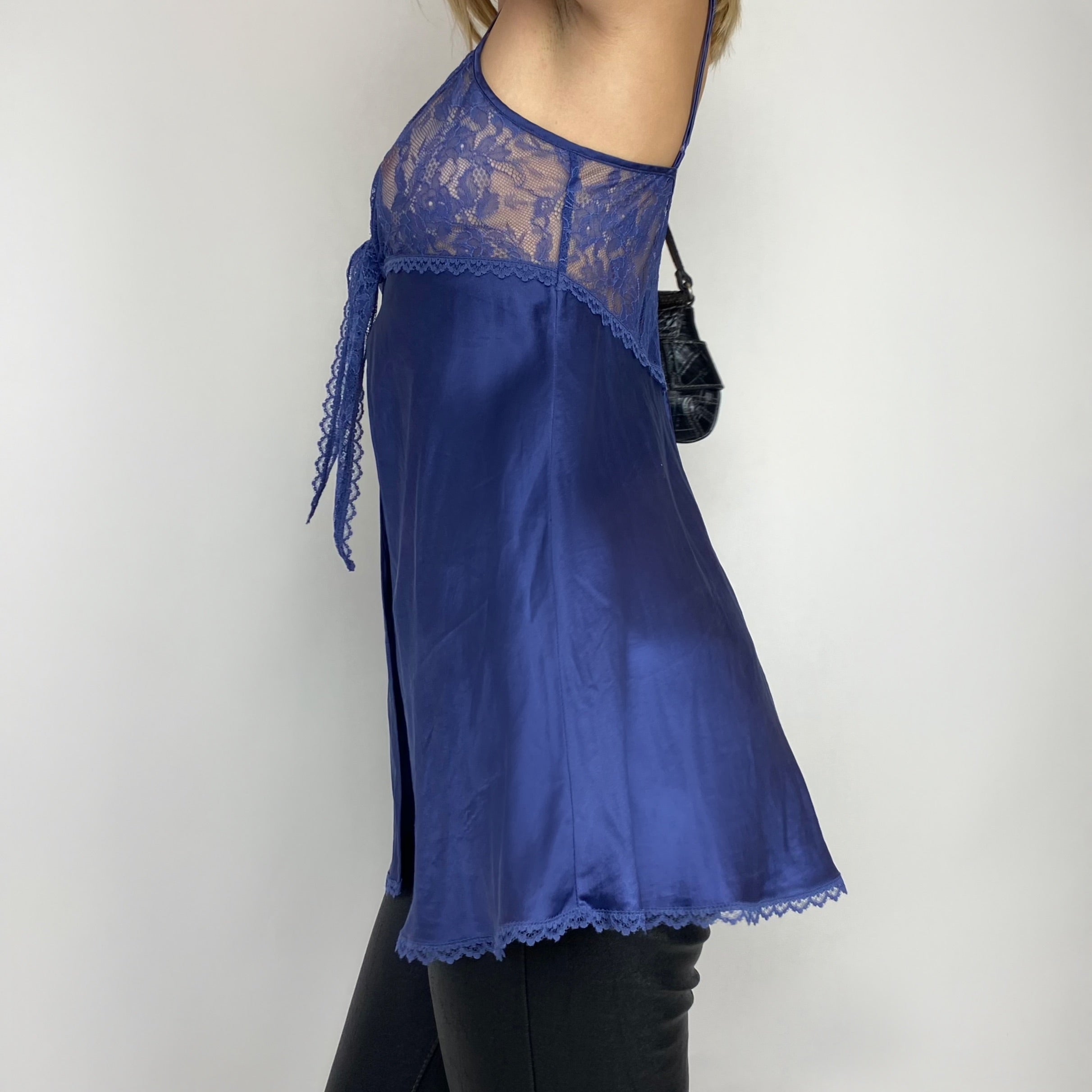 00's Victoria's Secret Pale Blue Silk Tie Top (S/M)