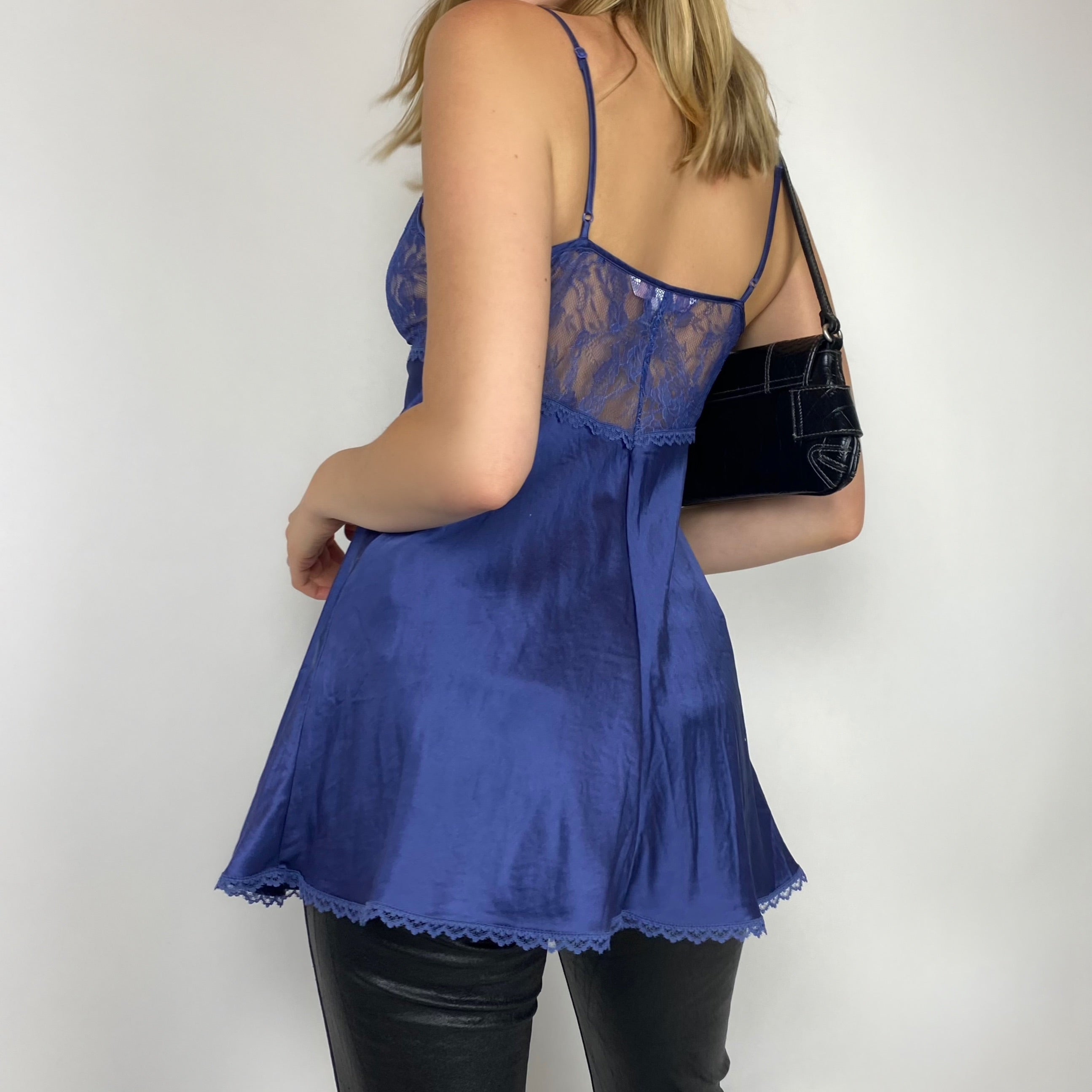 00's Victoria's Secret Pale Blue Silk Tie Top (S/M)