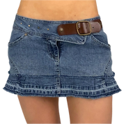 Pleated Denim Mini Skirt (XS)