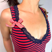 Just Cavalli Navy and Red Striped Top (S)