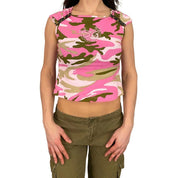 2000s Pink Camo Butterfly Baby Tee (XS)
