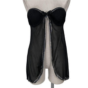 Mesh Sequin Split Front Bra Top (L)