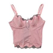 Pink & Gray Striped Corset (M)