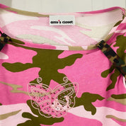 2000s Pink Camo Butterfly Baby Tee (XS)