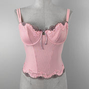 Pink & Gray Striped Corset (M)