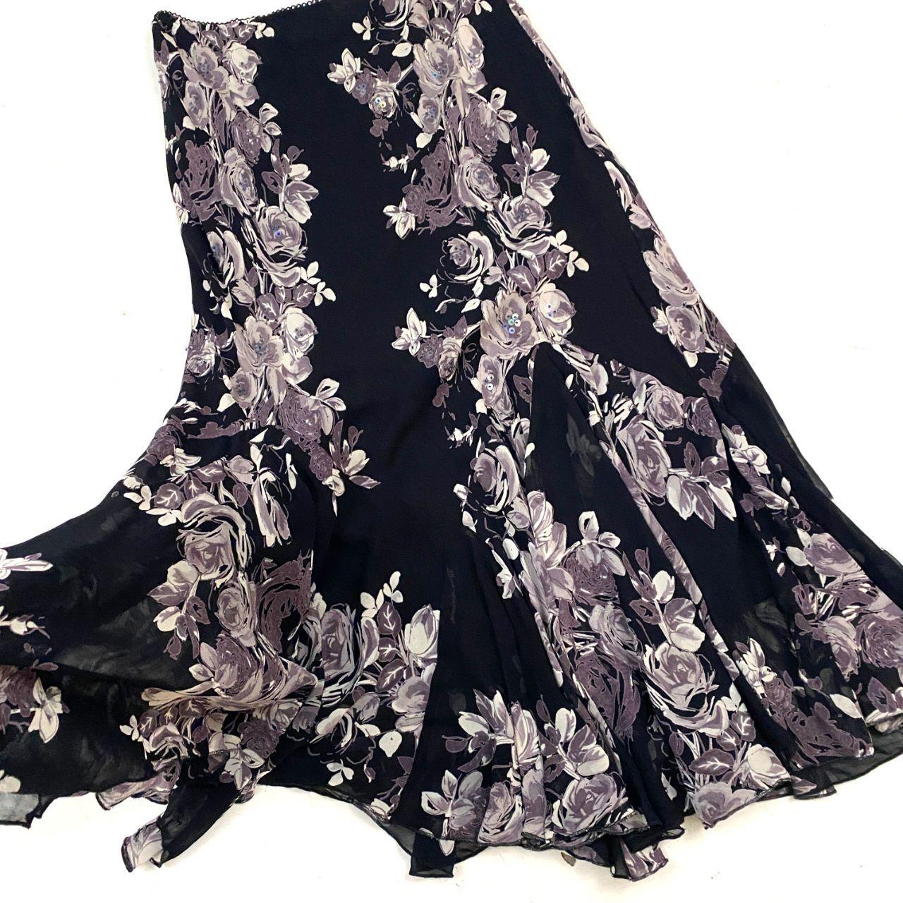Floral Embellished Whimsy Maxi Skirt (L)