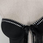 Mesh Sequin Split Front Bra Top (L)