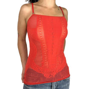 Just Cavalli Coral Fishnet Top (XS/S)