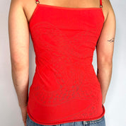 Just Cavalli Coral Fishnet Top (XS/S)