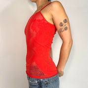 Just Cavalli Coral Fishnet Top (XS/S)