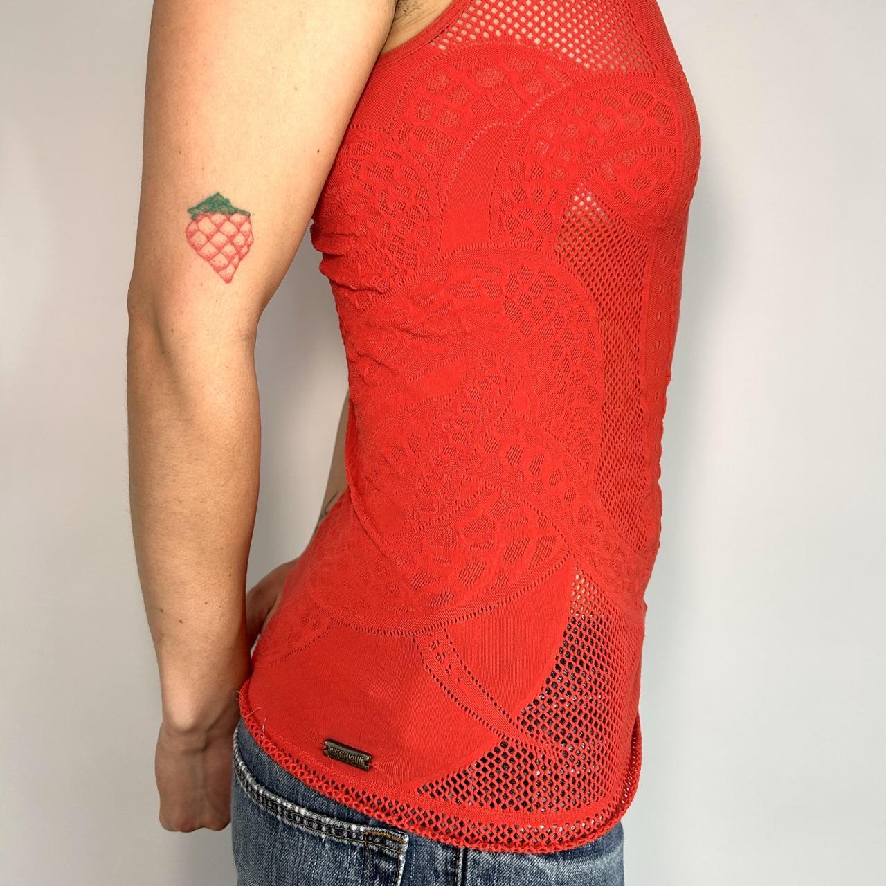 Just Cavalli Coral Fishnet Top (XS/S)