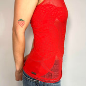 Just Cavalli Coral Fishnet Top (XS/S)