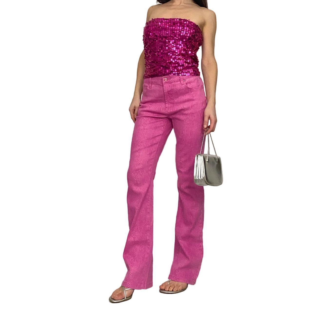 Y2K Pink Sequin Knit Tube Top (M)