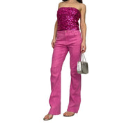 Y2K Pink Sequin Knit Tube Top (M)