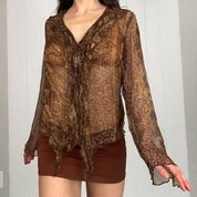 Silk Metallic Snakeskin Blouse (S)
