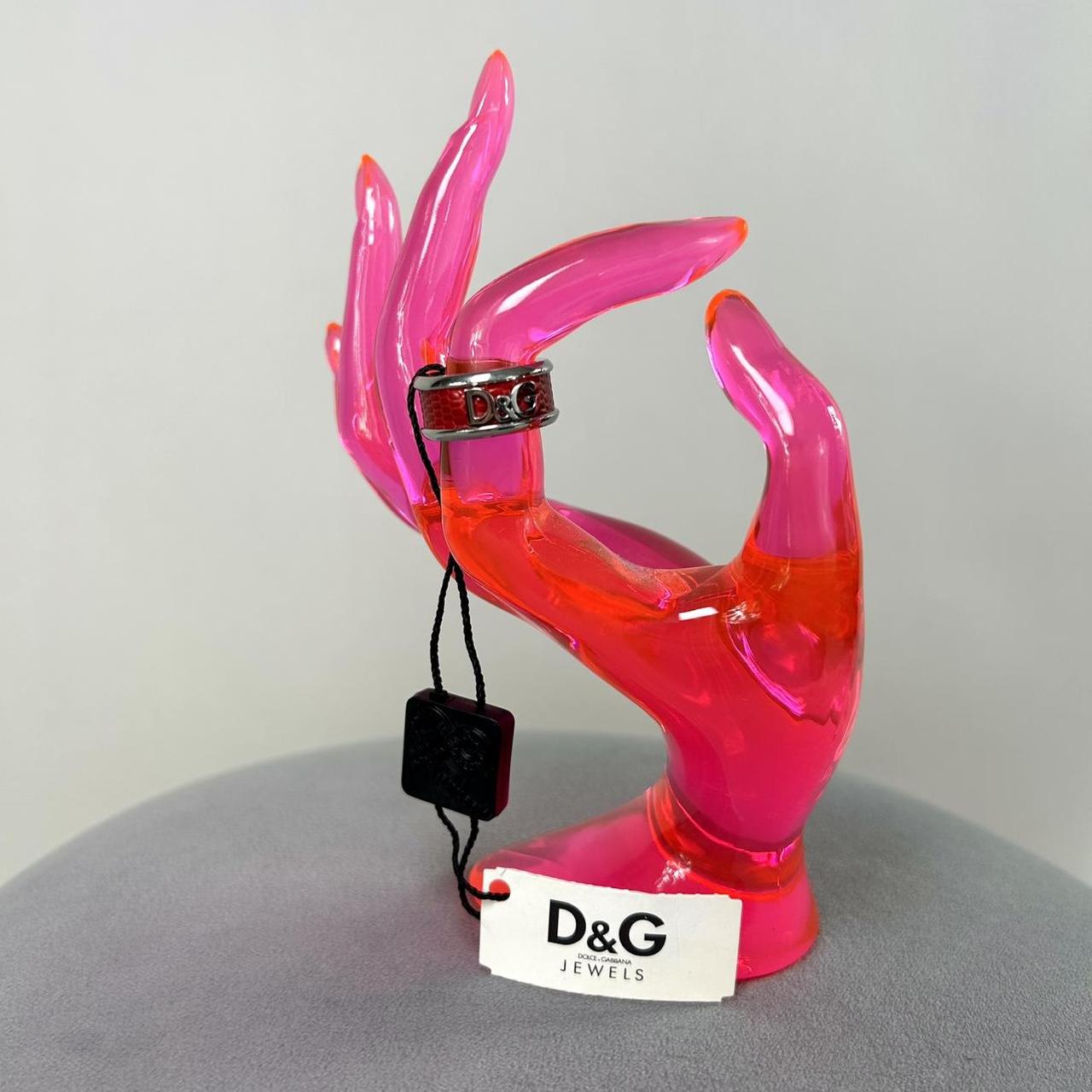 NWT D&G Dolce & Gabbana Red Silver Snakeskin Ring (5)