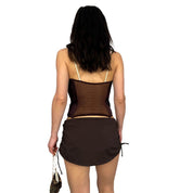 2000s Brown Silk Bustier Top (M)