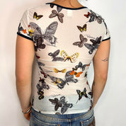 Y2K Roberto Cavalli White Butterfly Top (S/M)