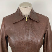 Chocolate Brown Leather Fitted Jacket (S)