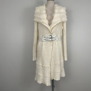 White Furry Long Duster Sweater (L)