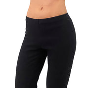 Black Embellished Mid-Rise Stretch Pants (XS)