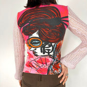 Custo Barcelona Pink Long Sleeve Top (S/M)