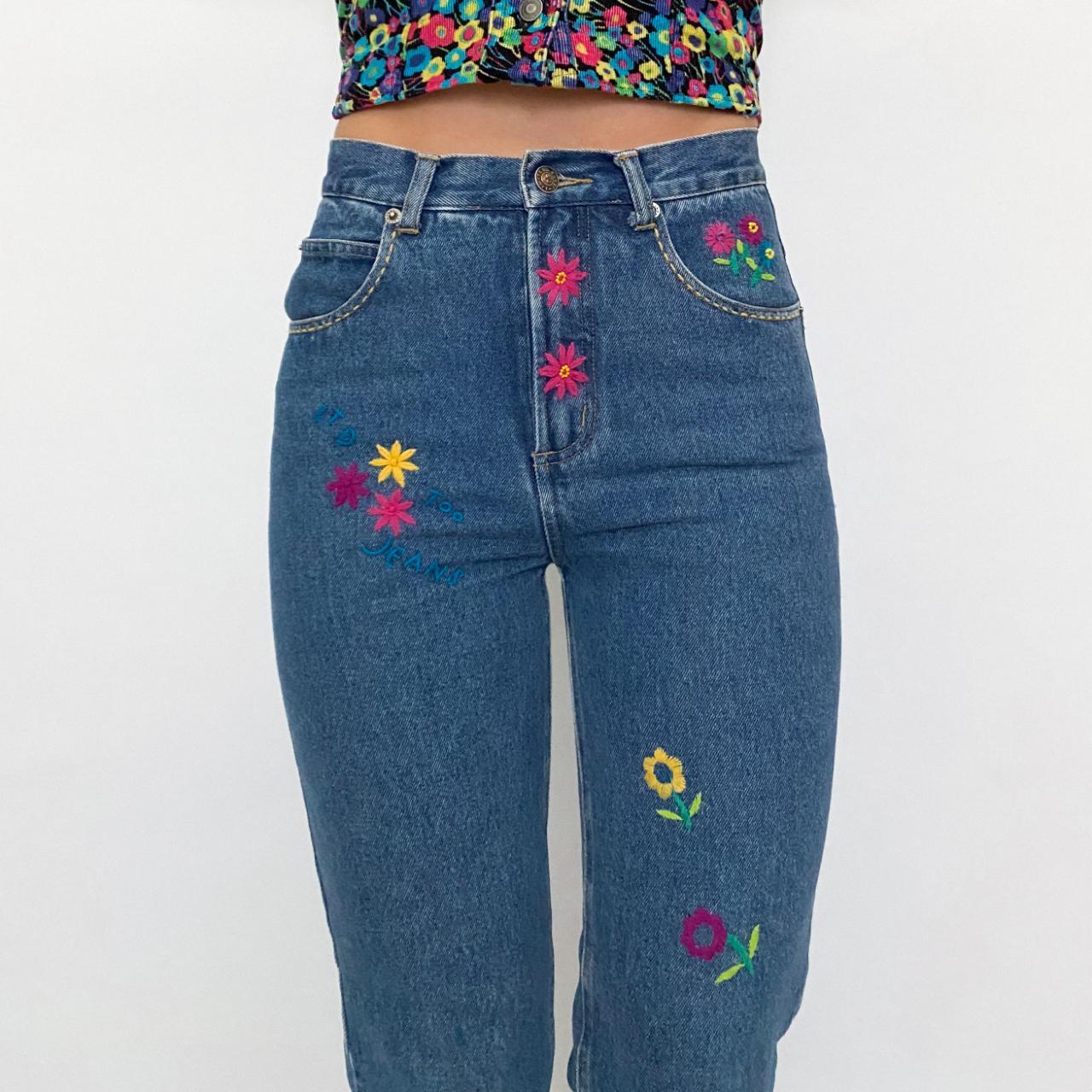 Y2K Floral Embroidered Jeans - XS/24